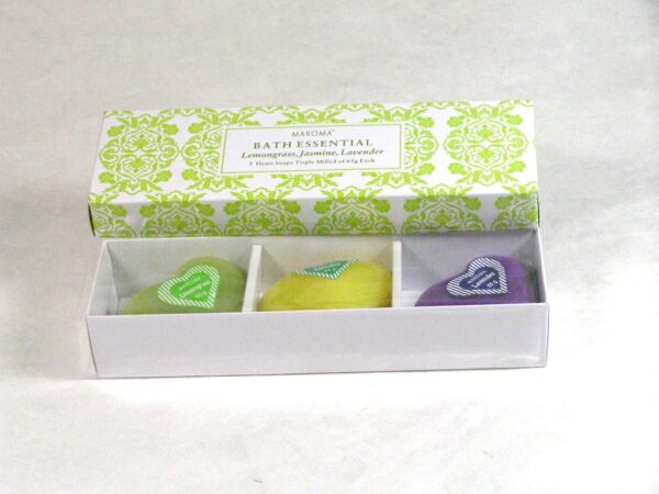 Geschenkset Herzseife Lemongrass, Jasmin, Lavendel